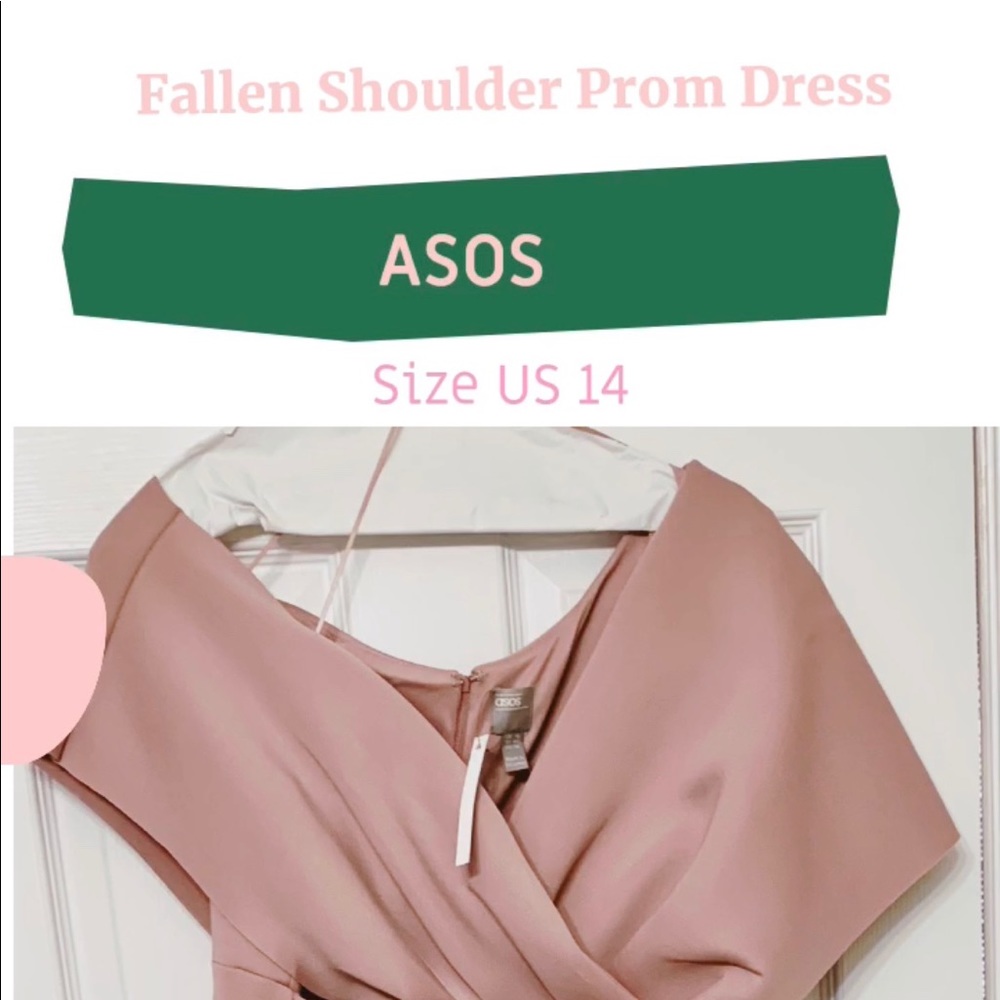 ASOS Fallen Shoulder Prom Dress with Tie Detail